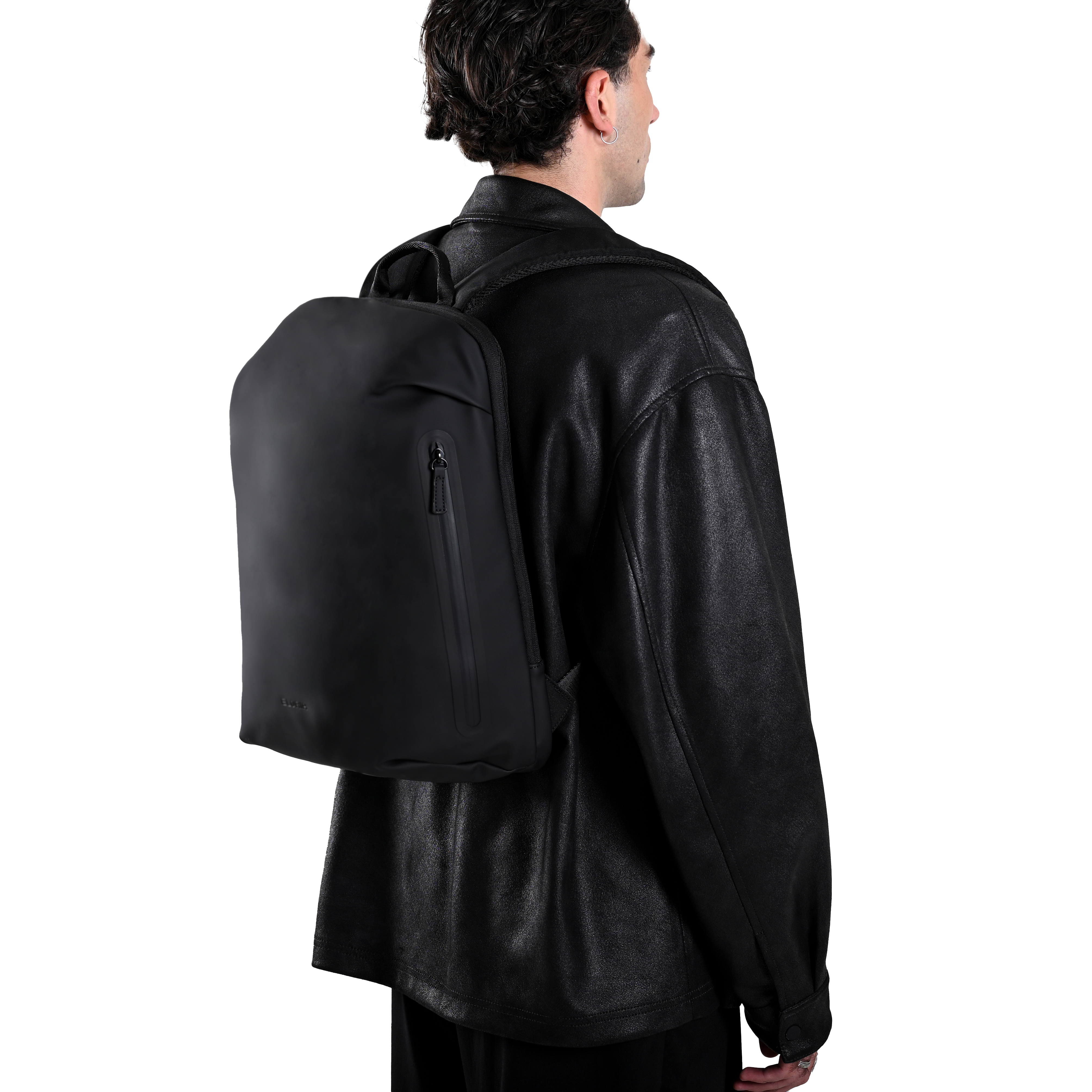 Como Backpack Black - worn on model, back view